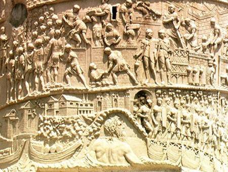 The Roman army crossing the Danube, detail from Trajan's Column von Roman