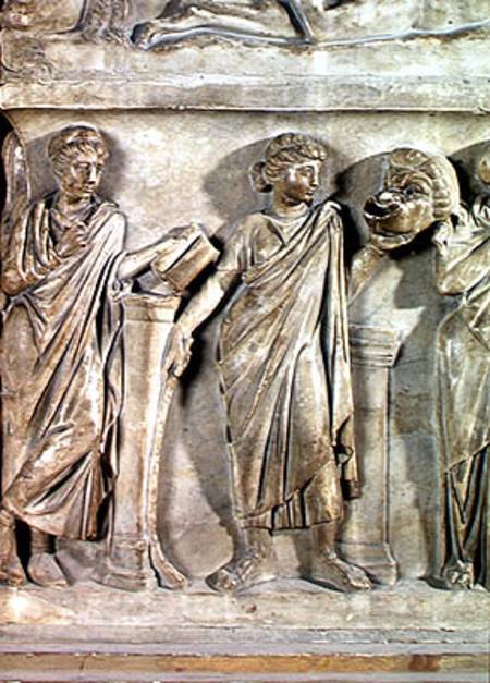 Sarcophagus of the Muses, detail of Clio and Thalia von Roman
