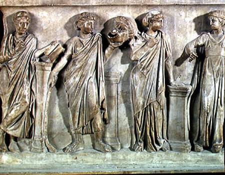 Sarcophagus of the Muses, detail of Clio, Thalia and Erato von Roman