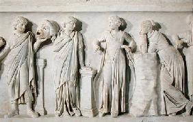 Sarcophagus of the Muses, detail of Thalia, Erato, Euterpe and Polyhymnia c.160 AD