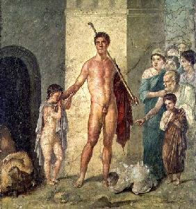 Theseus freeing children from the Minotaur, from the House of Gavius Rufus, Pompeii, 4th Pompeian st c.50-79 AD