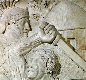 Relief depicting a Barbarian fighting a Roman legionary