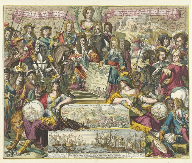Allegorie auf den Sieg der Alliierten im Jahre 1704 von Romeyn de Hooghe