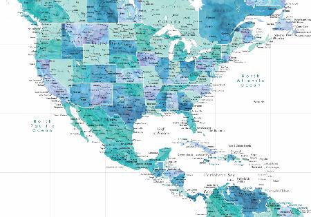 Aquakarte der Vereinigten Staaten und der Karibik