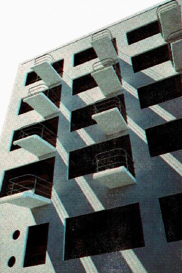 Bauhaus Dessau-Architektur im Vintage-Magazin-Stil VI