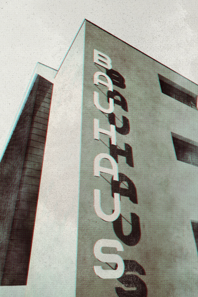 Bauhaus Dessau-Architektur im Vintage-Magazin-Stil I von Rosana Laiz Blursbyai