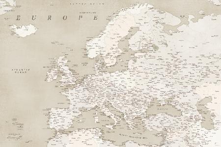 Detaillierte Europakarte im Vintage-Look