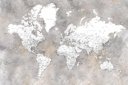 Detaillierte Weltkarte mit Städten Vali