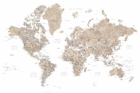 Detaillierte Weltkarte mit Städten,Abey