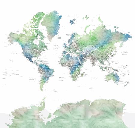 Detaillierte Weltkarte mit Städten,Declan