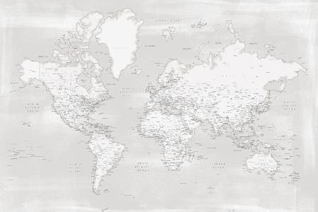 Detaillierte Weltkarte mit Städten,Maeli neutral