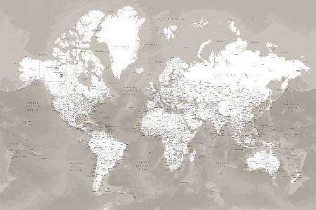 Detaillierte Weltkarte mit Städten,Orien