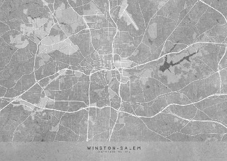 Karte von Winston Salem (NC,USA) im grauen Vintage-Stil