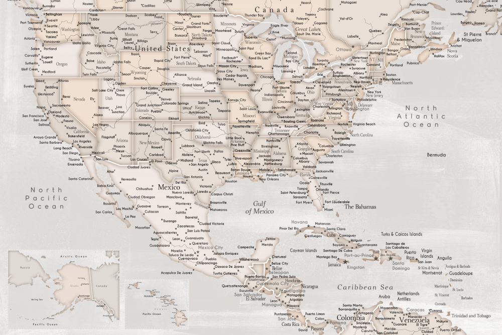 Lucille,Karte der Vereinigten Staaten und der Karibik von Rosana Laiz Blursbyai