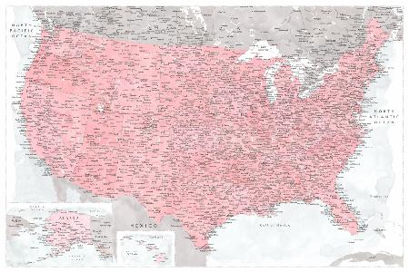 Sehr detaillierte Karte der Vereinigten Staaten,Gopi