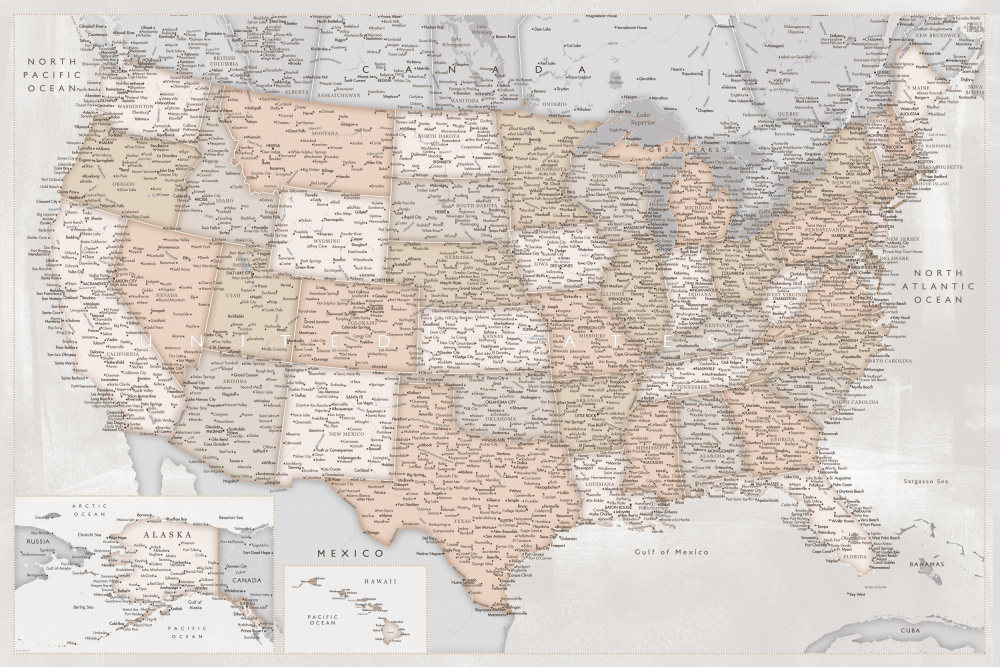 Sehr detaillierte Karte der Vereinigten Staaten,Lucille von Rosana Laiz Blursbyai