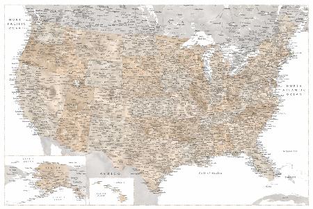 Sehr detaillierte Karte des Abey der Vereinigten Staaten