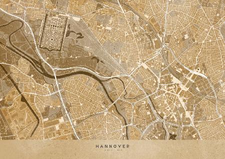 Sepia-Vintage-Karte der Innenstadt von Hannover