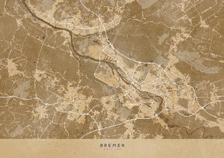 Sepia-Vintage-Karte von Bremen,Deutschland