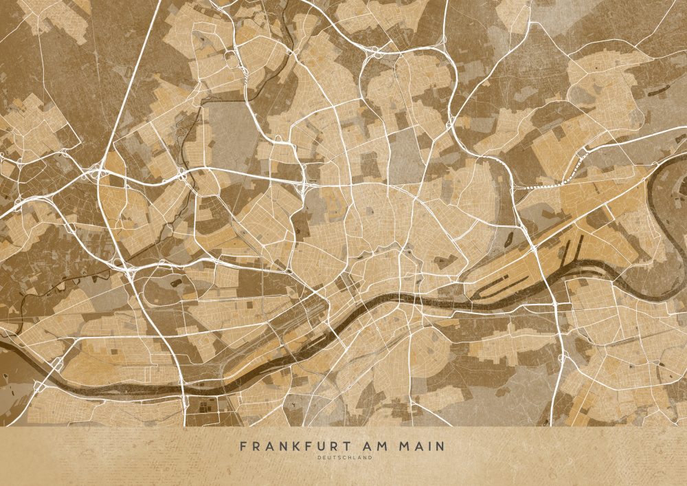 Sepia-Vintage-Karte von Frankfurt,Deutschland von Rosana Laiz Blursbyai