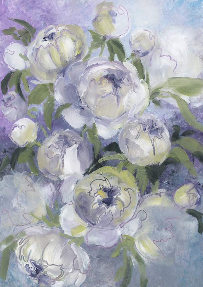 Traurige,malerische Blumenmotive in Violett von Rosana Laiz Blursbyai