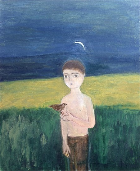 Boy with Bird, 2002 (acrylic on canvas)  von Roya  Salari