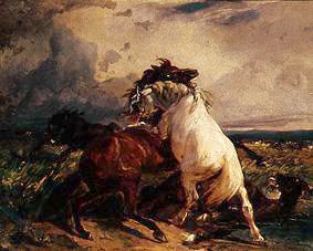 Kämpfende Pferde von Rudolf Koller