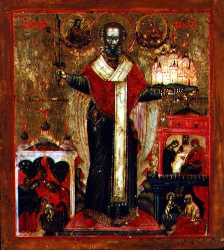 Saint Nicholas of Mozhaisk with scenes from his life von Russian