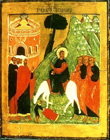 Icon depicting Christ's Entry into Jerusalem von Russian School