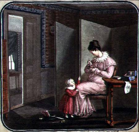 Mother and Child in an Interior von Russian School