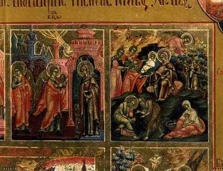 The Resurrection and Descent into Hell, detail from The Margin of the Feasts depicting the Annunciat von Russian School