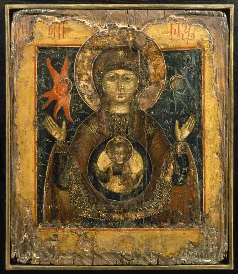 The Mother of God of the Sign, icon von Russian School