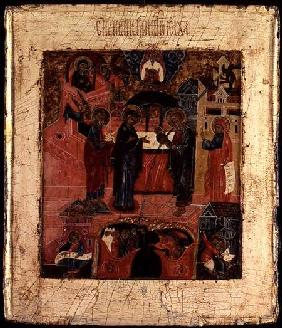 Russian icon of the Presentation of Christ in the Temple late 17th