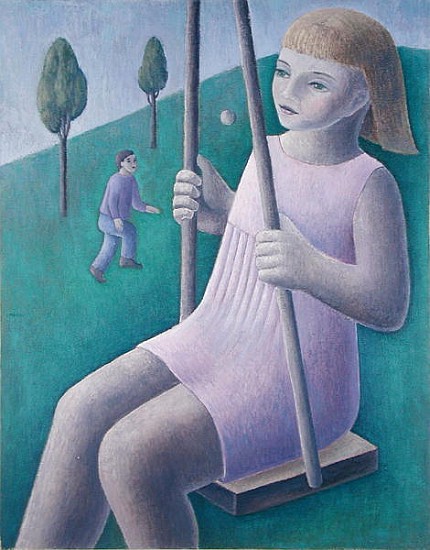 Girl on Swing, 1996 (oil on canvas)  von Ruth  Addinall