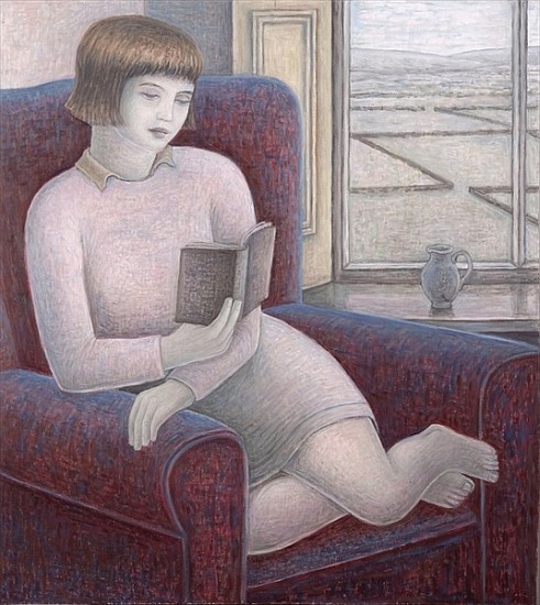 Girl Reading in Armchair, 2009 (oil on canvas)  von Ruth  Addinall