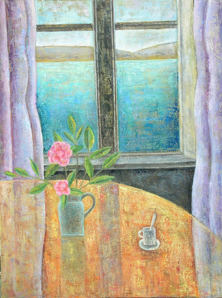 Still Life in Window with Camellia von Ruth  Addinall