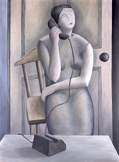 Woman on Phone, 1995 (oil on board)  von Ruth  Addinall