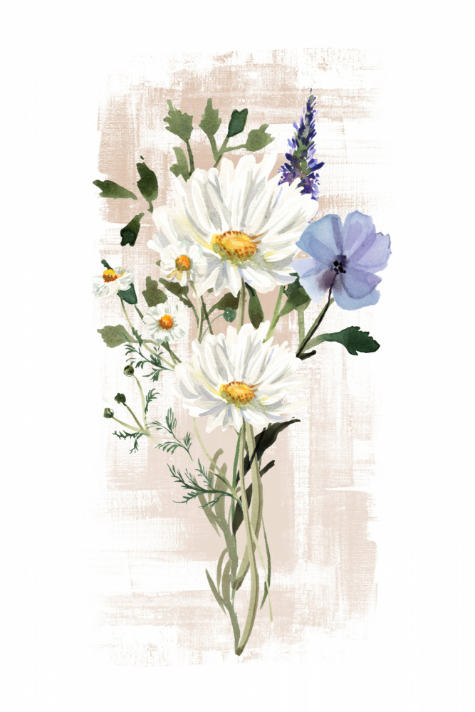 Wildes Blumenmuster in sanften Farbtönen von Sally Ann Moss