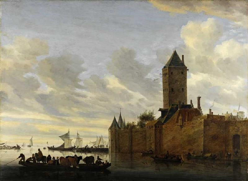 Flussmündung mit befestigter Stadt von Salomon van Ruysdael