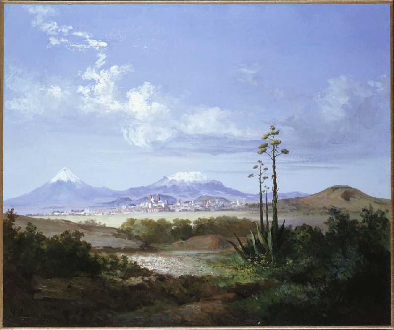 Ciudad de Puebla mit den Vulkanen von Salvador Murillo