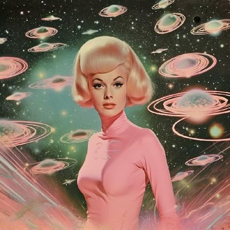 Atomic Age Space Babe Collage Art