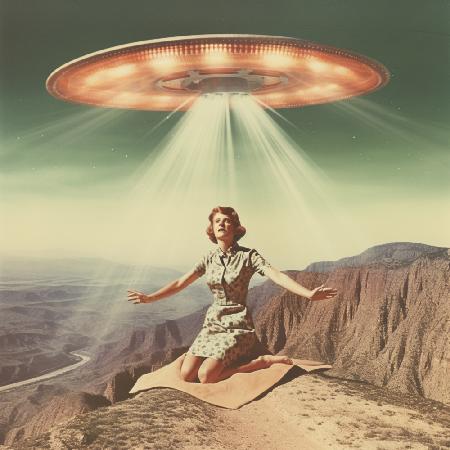 Vintage Alien-Entführung UFO-Collagenkunst