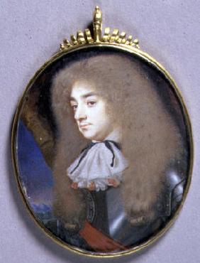 Portrait Miniature of a Man in Armour, c.1660 (w/c on vellum on card) 18th