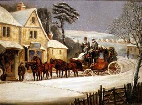 Winter Scene with the Royal Mail Halted at an Inn