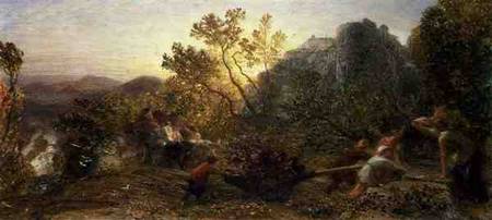 Harvest in the Vineyard, 1859 (w/c, gouache and gum arabic on von Samuel Palmer