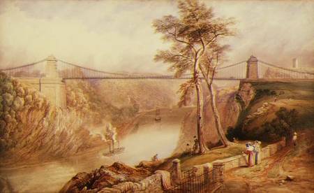 View of the Avon Gorge with the approved design for the Clifton Suspension Bridge von Samuel R.W.S. Jackson