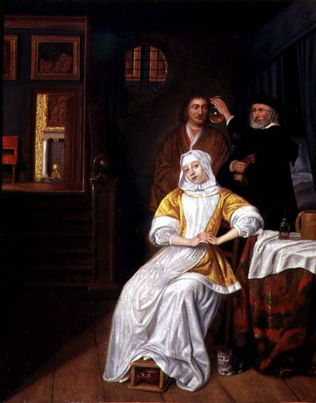 A Doctor Visiting a Young Lady in a Bedroom von Samuel van Hoogstraten
