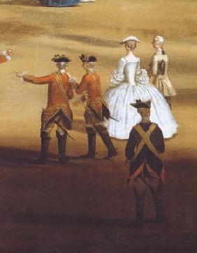 Soldiers and a couple in Horseguards Parade, c.1758 (oil on canvas (detail of 237617)