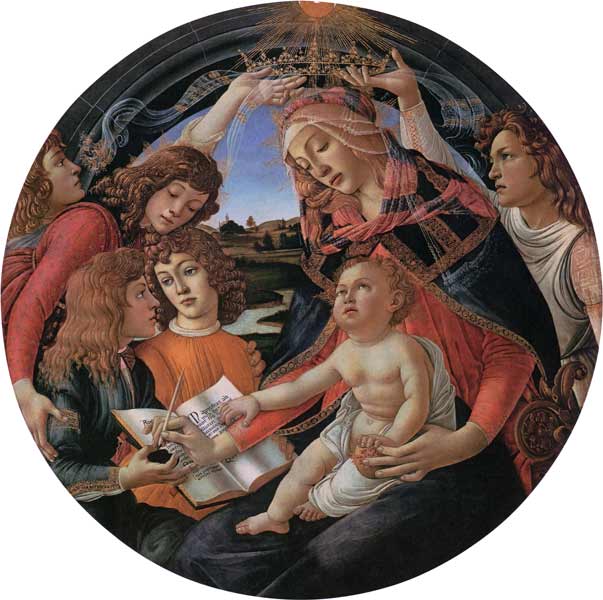Madonna mit Kind und fünf Engeln von Sandro Botticelli