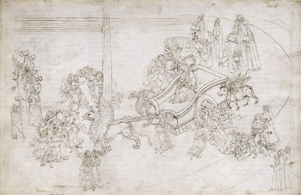 Illustration zur Dante Alighieris Göttlicher Komödie (Purgatorio 31) von Sandro Botticelli
